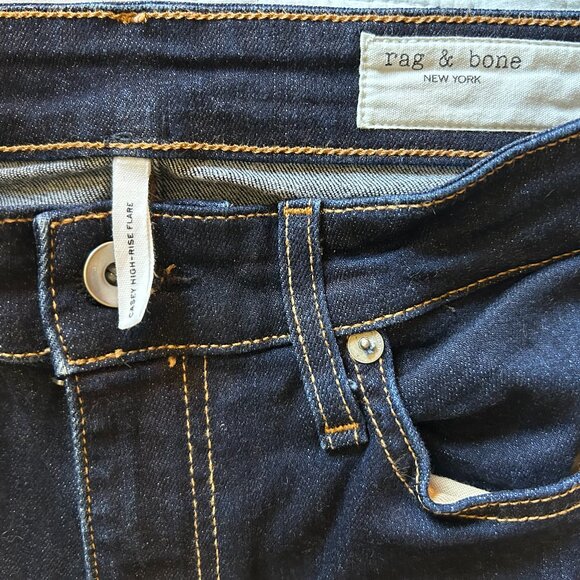 Rag & Bone Casey High Rise Flare Jeans - Size 28 High Rise, Dark Wash, Flare - Picture 8 of 10